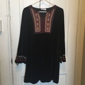 Black velvet boho dress